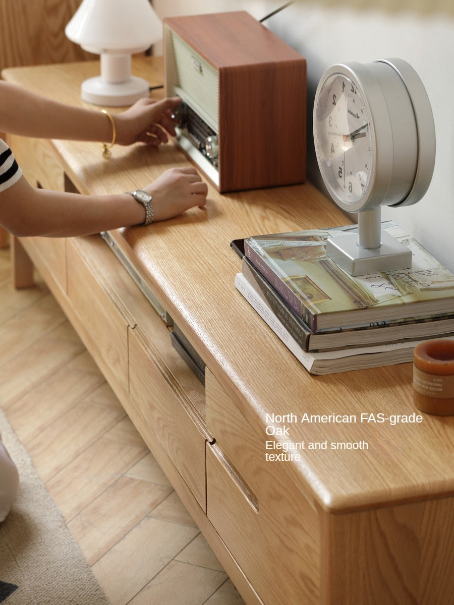 Oak, Solid Rubberwood Modern TV Stand