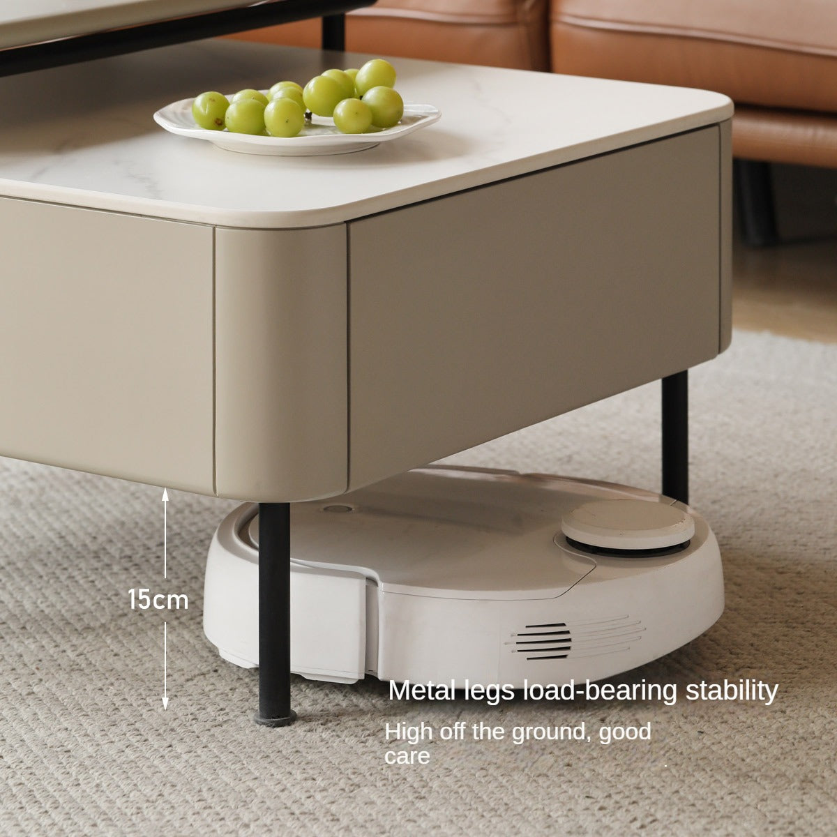 Poplar Solid Wood Modern Light Luxury Rock Board Coffee Table