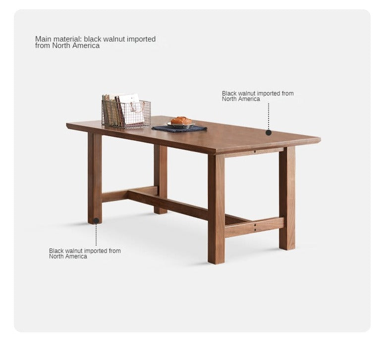 Sandalwood, Black Walnut, Oak, Ash Solid Wood Farmhouse Style Dining Table