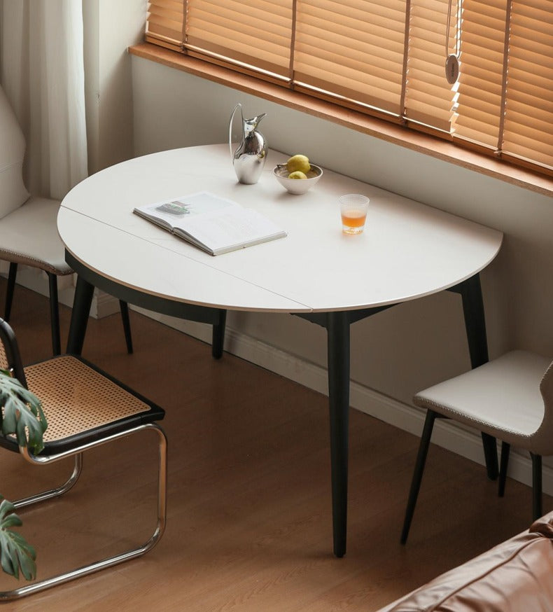 Folding Rock Table Metal Legs Light Luxury Round Dining Table