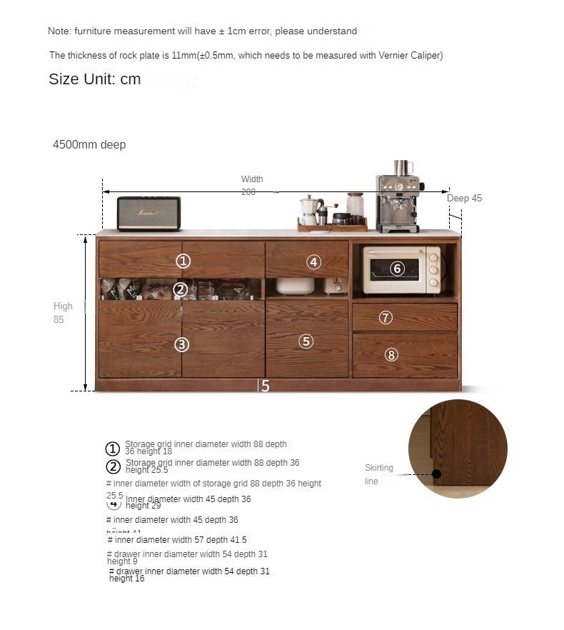 Oak, Ash Solid Wood Nordic Sideboard Slate Top