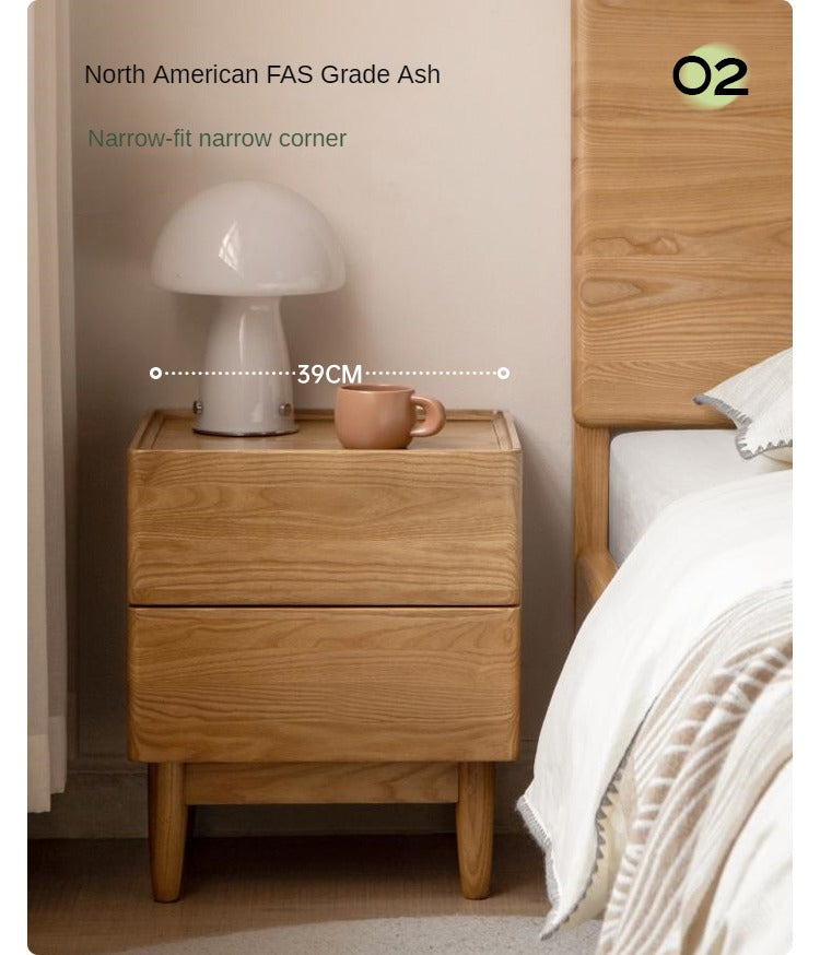 Ash, Oak, Sandalwood Solid Wood White Wax Small Nightstand