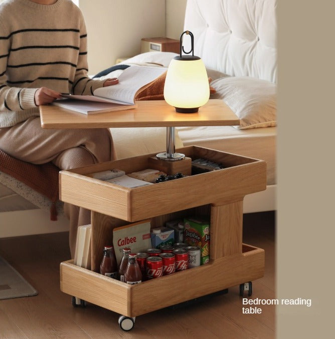 Oak, Cherry, Black Walnut, Ash Solid Wood Rotating Mobile Side Table