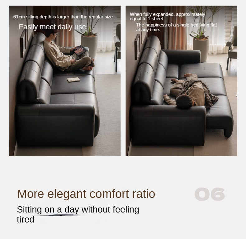 Genuine leather Sofa Bed Italian Light Luxury.