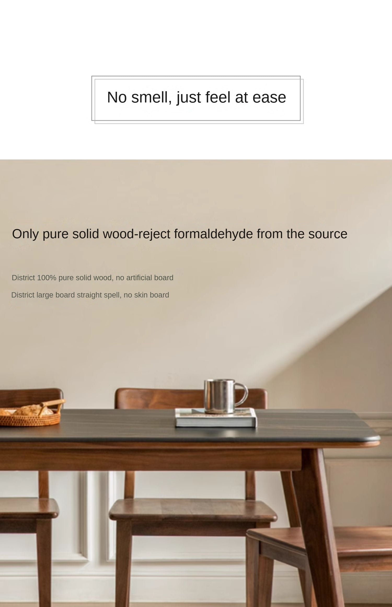 Ash, Black Walnut, Sandalwood Solid Wood Rock Plate Nordic Dining Table