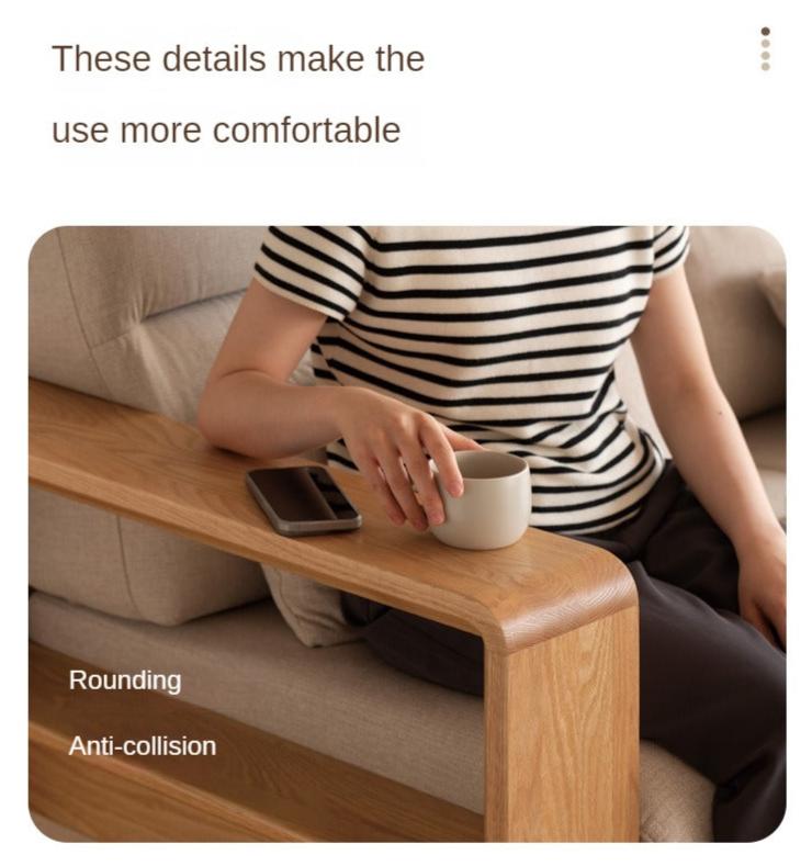 Oak Solid Wood Modern Log Style Corner Fabric Sofa.