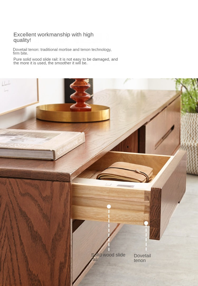 TV stand sliding door Oak Solid wood"