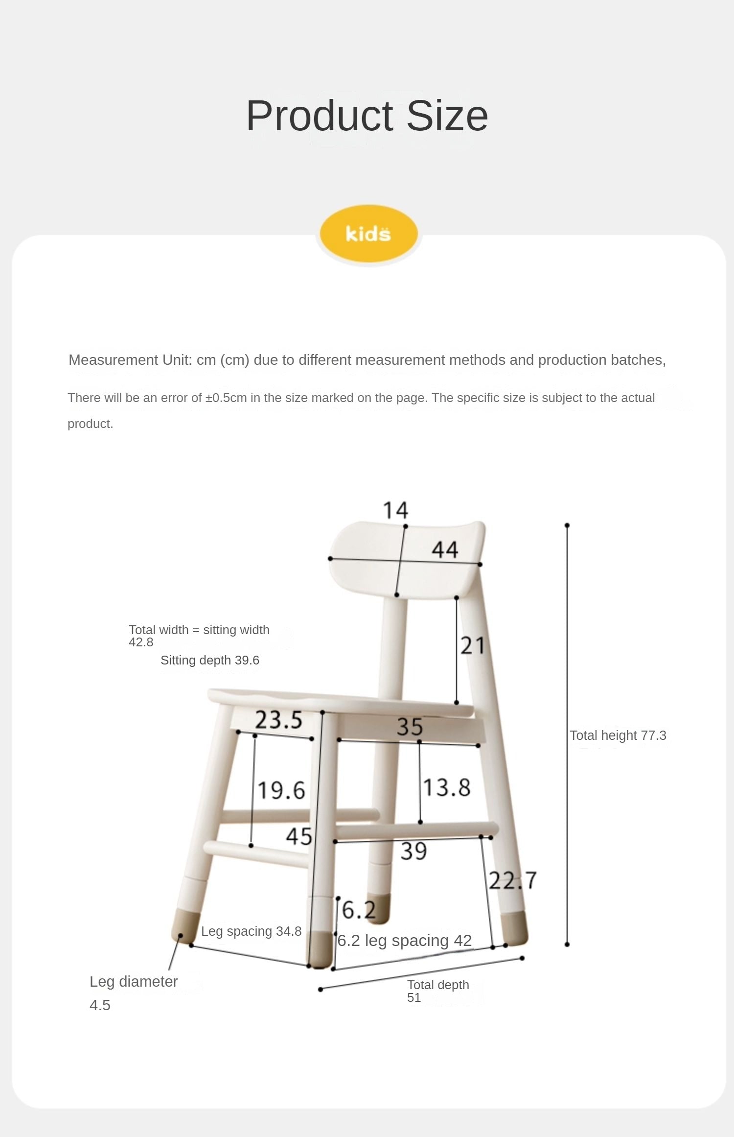 Oak, Birch Solid Wood Lift Kid's Chair White.