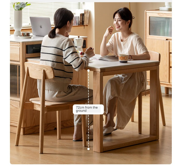 Oak Solid Wood Island + Table Integrated Retractable Rock Board
