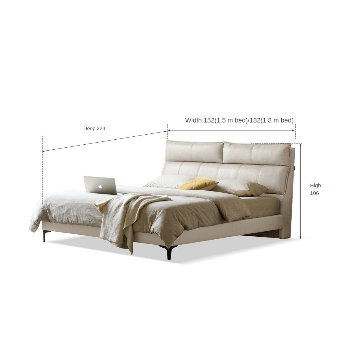 Cow Leather Bed ,Technology Cloth Wood Bed