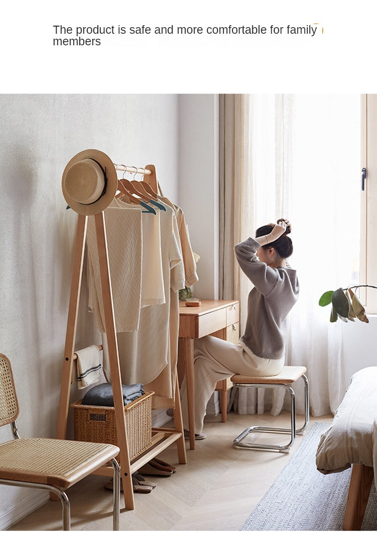 European Beech Solid Wood Clothes Rack Floor-Standing Coat Rack