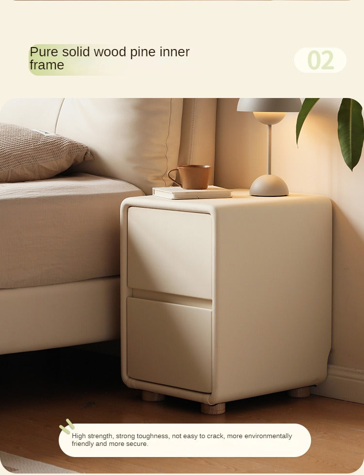 Leather Cream Style Nightstand.