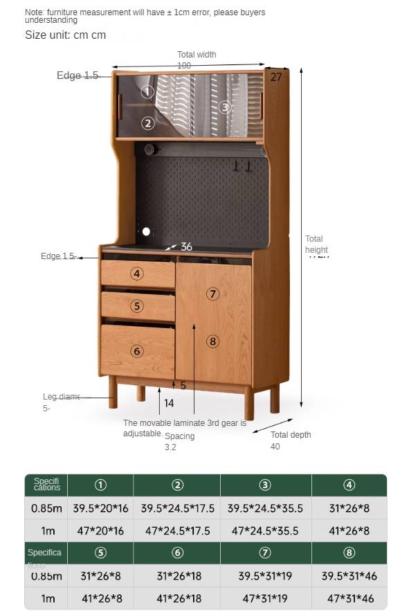 Cherry Solid Wood Rock Board Retro Storage Cabinet