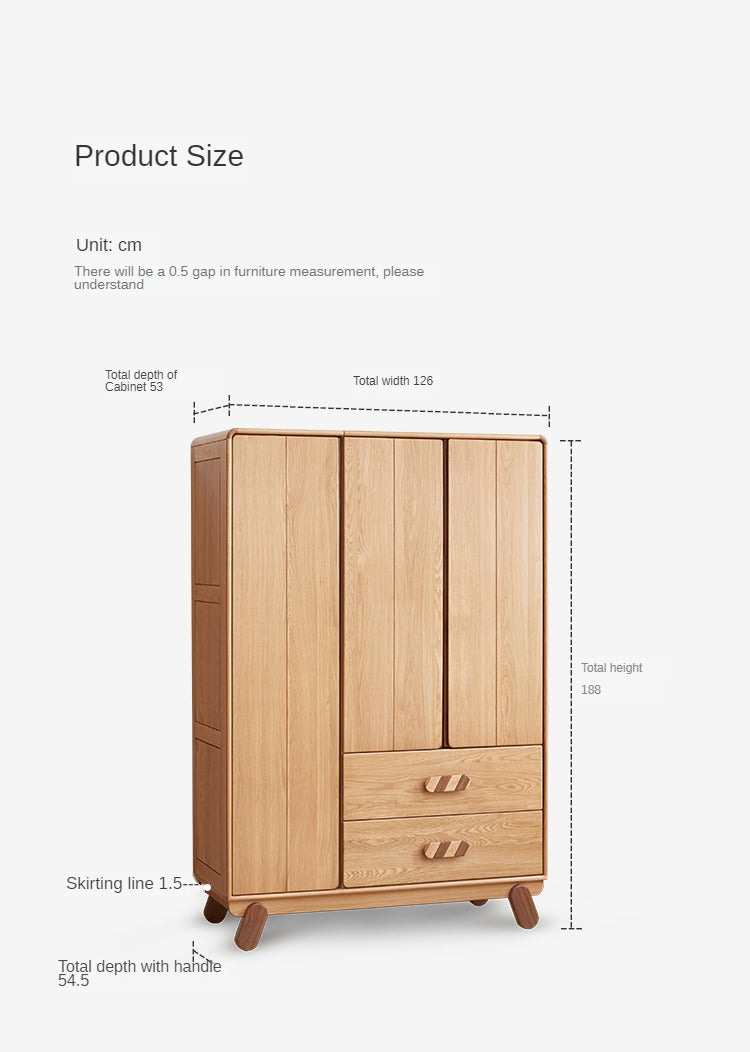 Oak Solid Wood Children's Wardrobe Modern