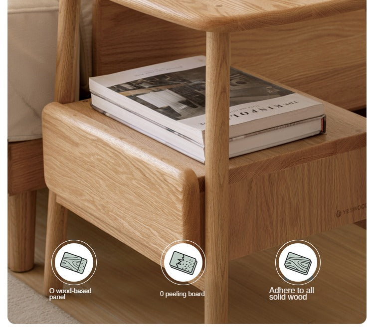 Oak, Beech Solid Wood Nightstand