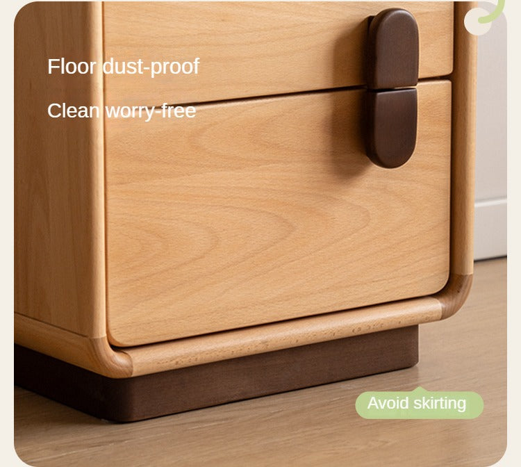 Beech Solid Wood Original Wood Style Storage Nightstand