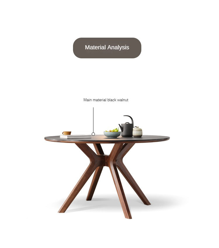 Black Walnut Solid Wood Round Dining Table