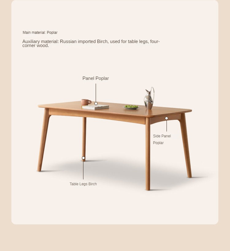 Poplar Solid Wood Modern Reliable Rock Dining Table.