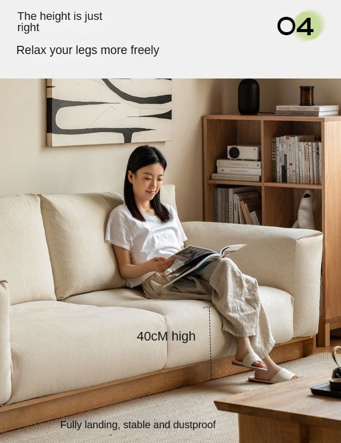 Oak Solid Wood Down Fabric Sofa.