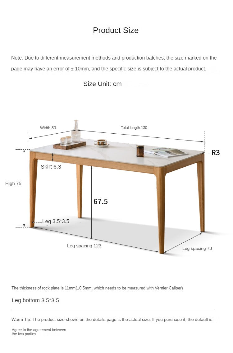 Oak, Ash Solid Wood Dining Table With Rock Slab Surface