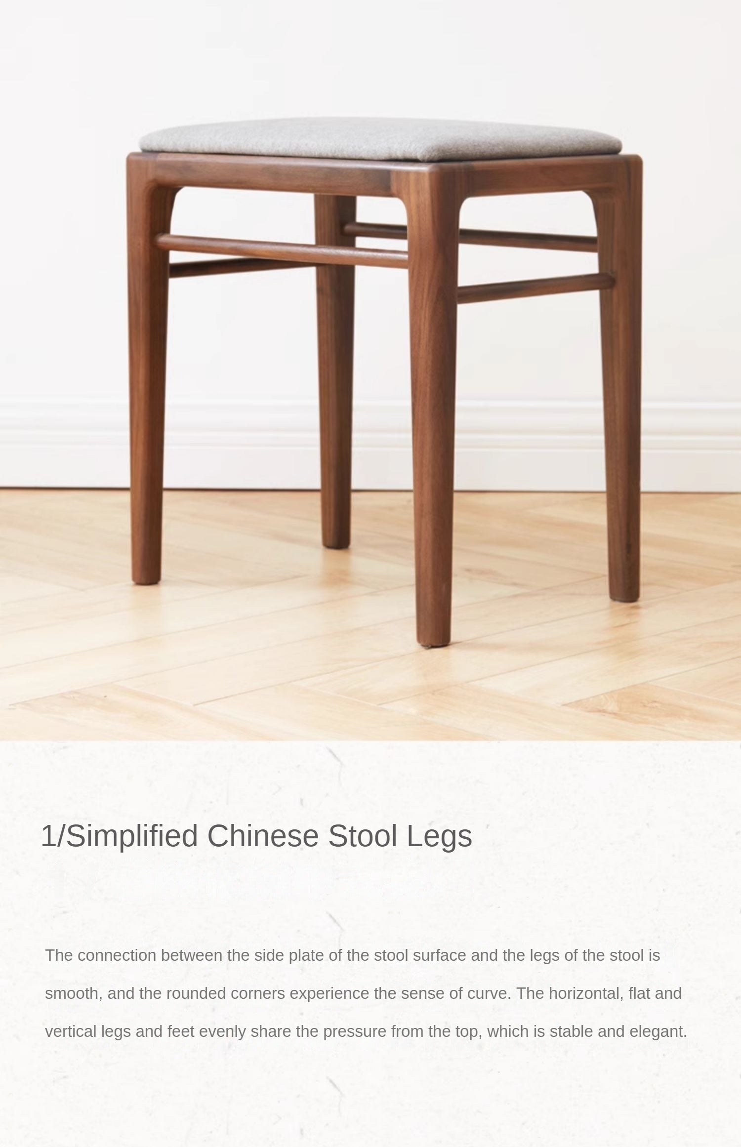 Black Walnut Solid Wood Makeup Stool