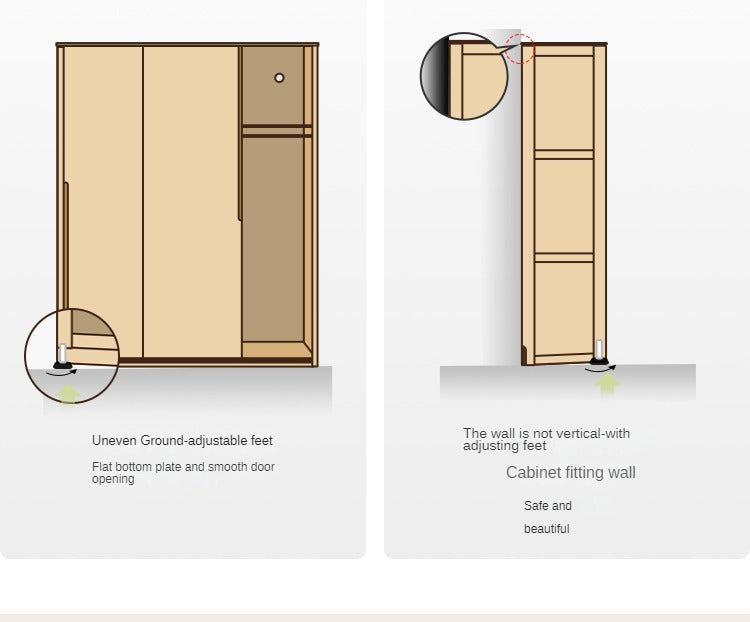 Cherry Wood Sliding Door Retro Wardrobe.