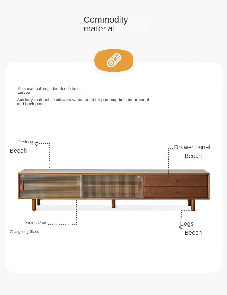 Beech Solid Wood Large TV Cabinet.