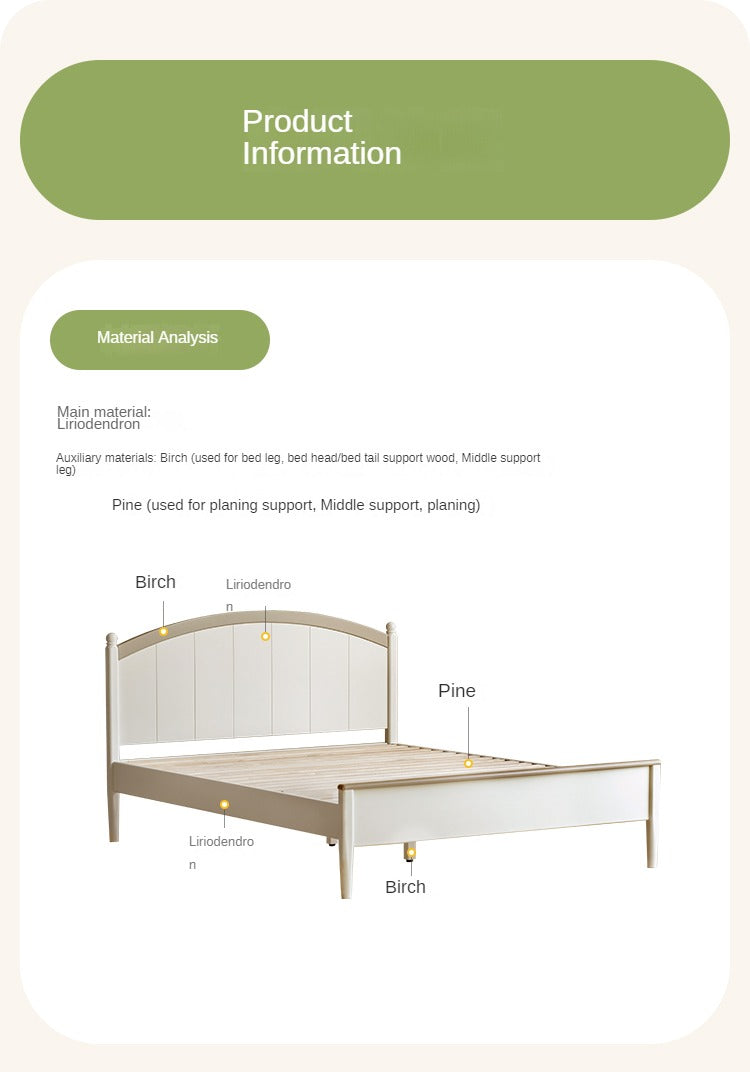 Rubber wood Cream Style Children's Bed White<