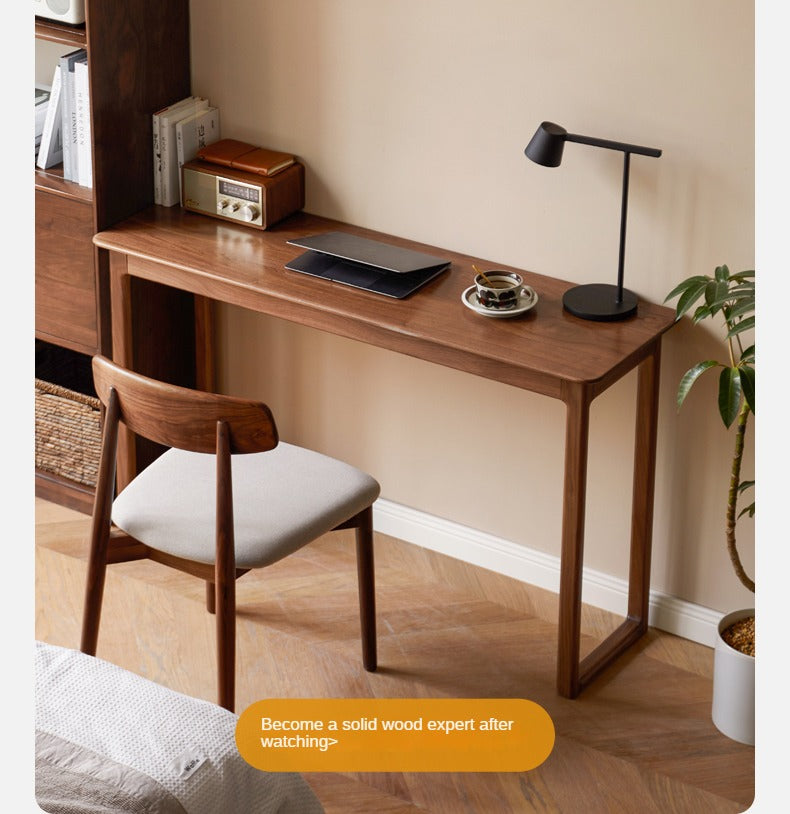 Black Walnut Solid Wood Narrow Desk