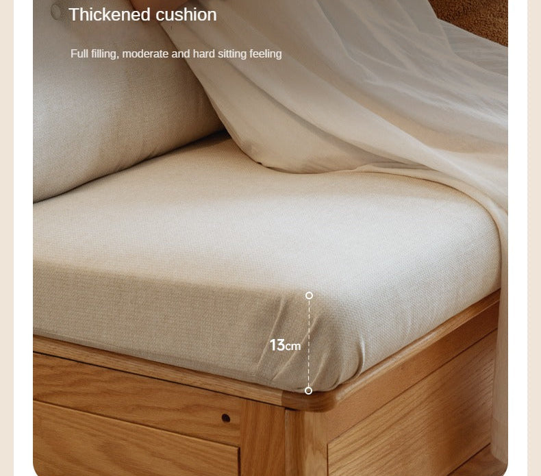 Oak Solid Wood Storage Bench Sofa, Card Seat
