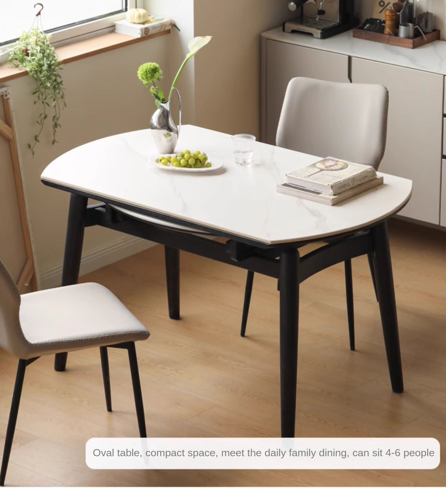 Oak Solid Wood Light Luxury Rock Retractable Dining Table