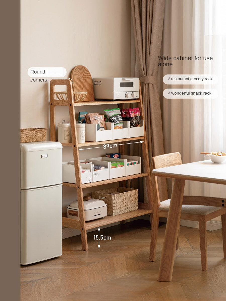 Oak Solid Wood Multi Layer Shelf, Bookshelves, Flower Racks