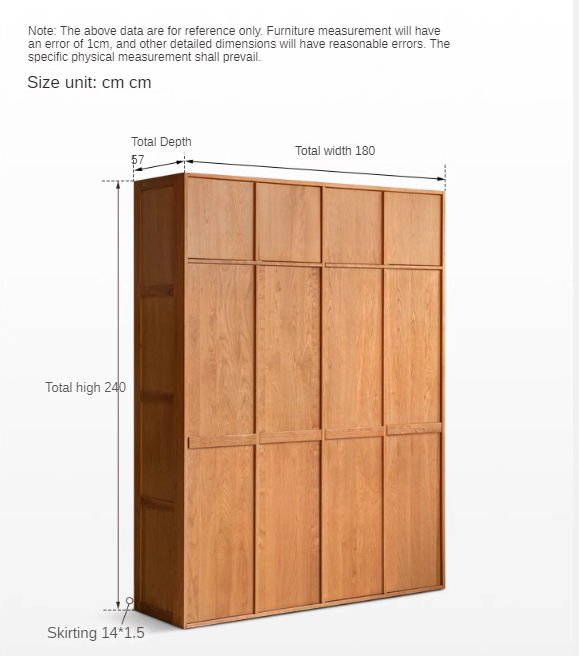 Cherry Solid Wood Middle Ages Skeleton Line Large Wardrobe.