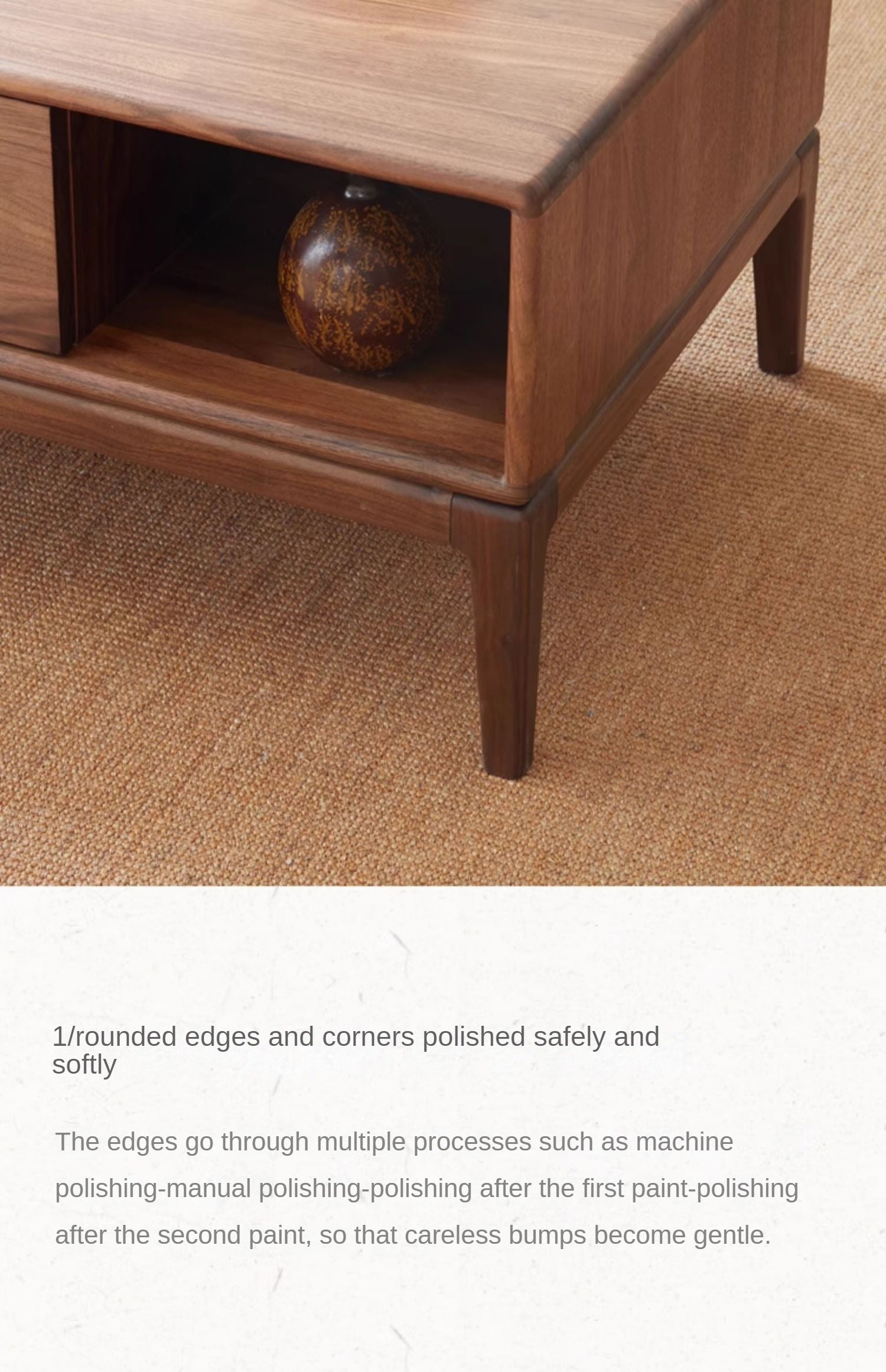 Black Walnut, Ash Solid Wood Modern Coffee Table