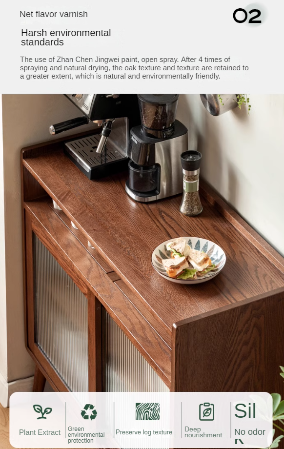 Oak Solid Wood, Solid RubberWood Modern Multifunctional Sideboard
