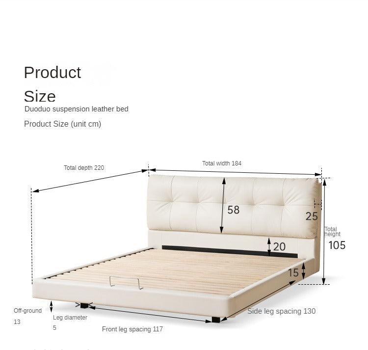 Genuine Leather Cream Suspended Bed