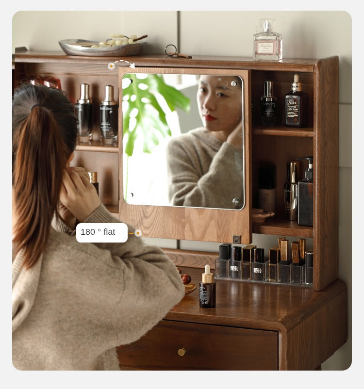 Ash Solid Wood Walnut Color Dressing Table.
