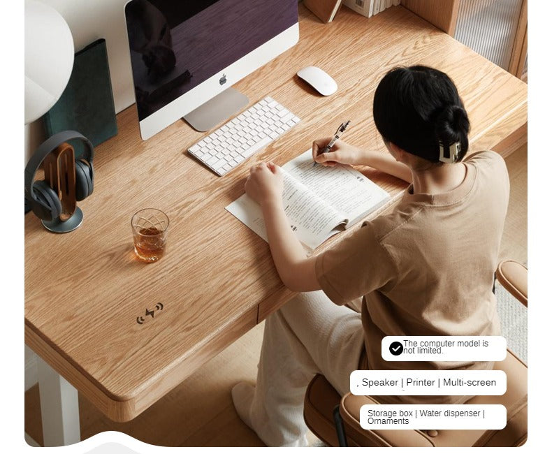 Oak Solid Wood Elevating Electric Multifunctional Standing Desk