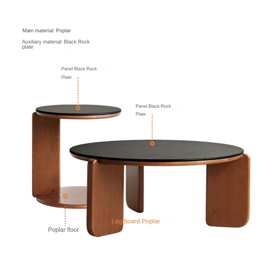 Poplar Solid Wood Rock Board Coffee Table