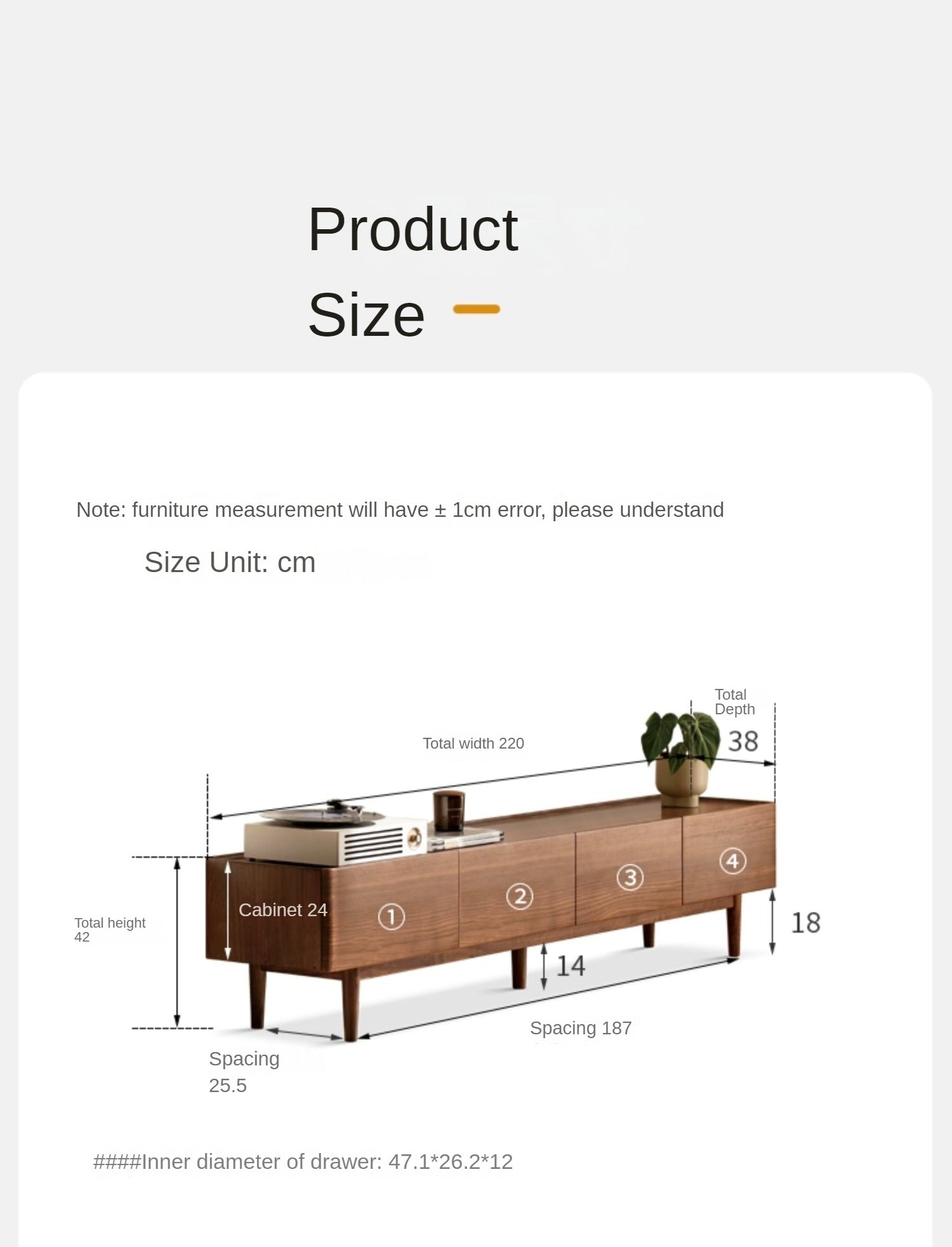 Black Walnut Solid Wood TV Cabinet, Modern and Minimalist-