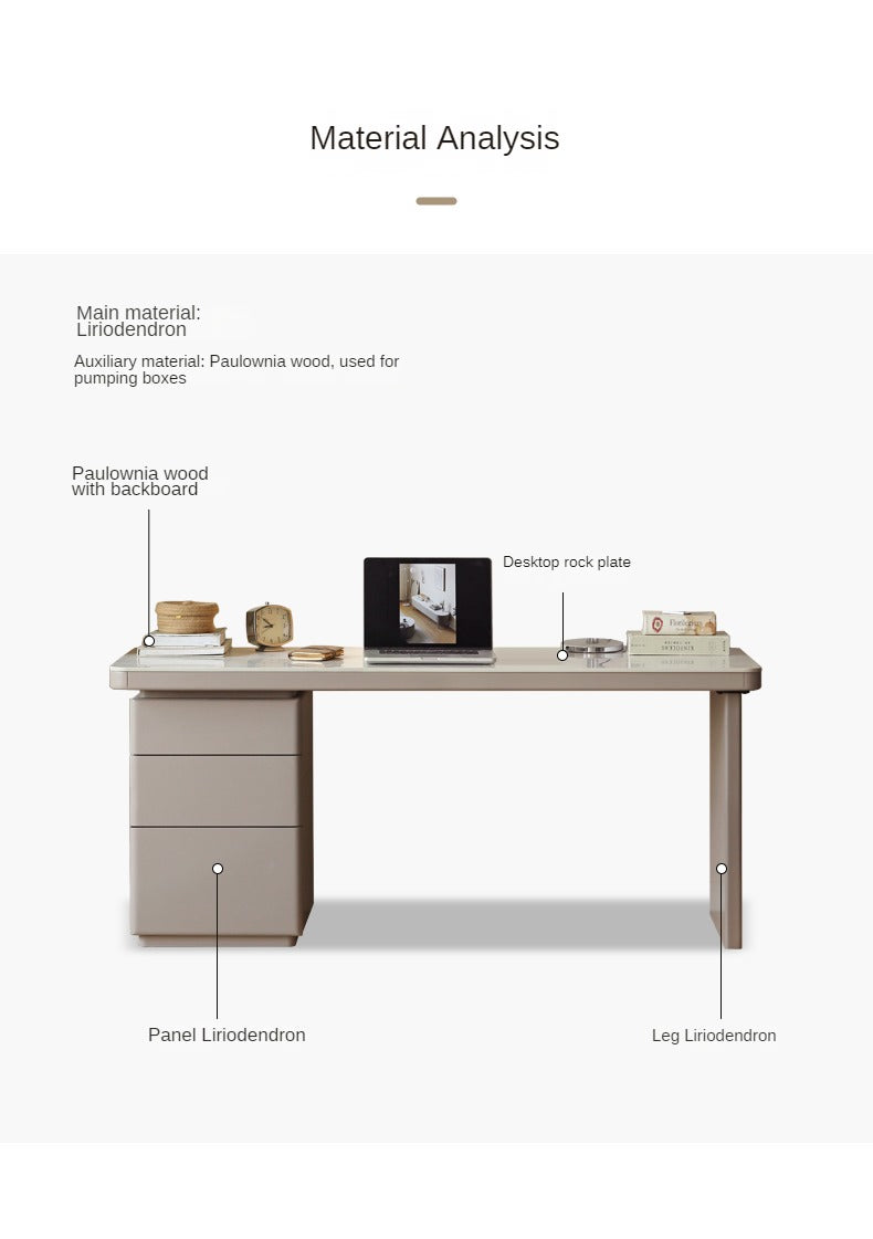 Poplar Solid wood slate desk Large table with drawers"