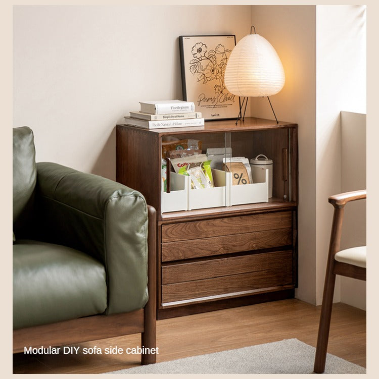 Black Walnut Solid Wood Free Combination Multifunctional Bookcase.