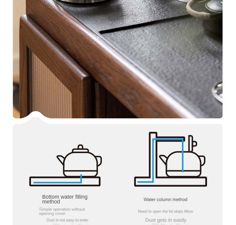 Oak, Ash Solid Wood Retractable Tea Table Tea Maker Integrated