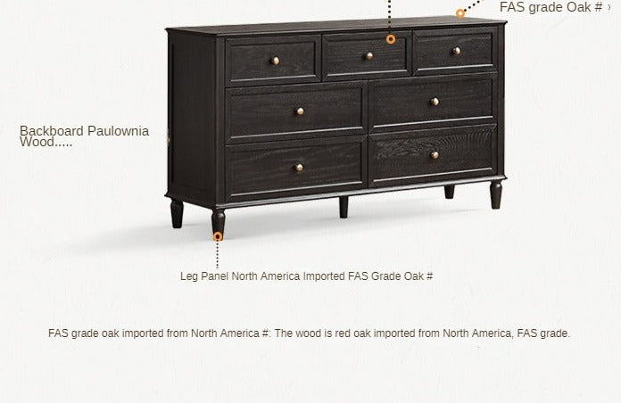 Solid RubberWood, Oak Solid Wood American Style Dresser, Drawers