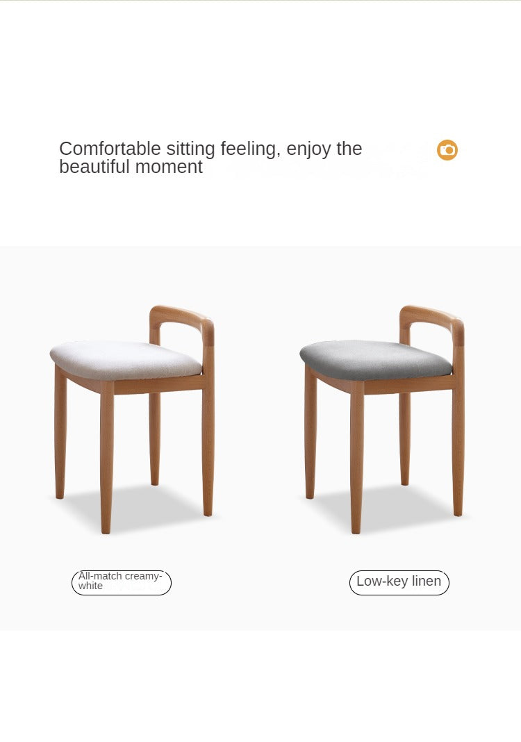 Beech solid wood makeup stool: