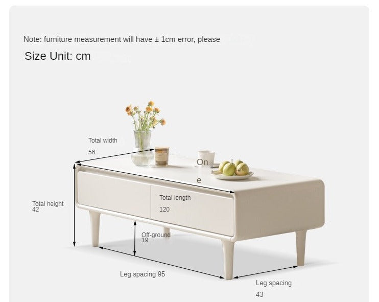 Rubber Wood Cream Coffee Table
