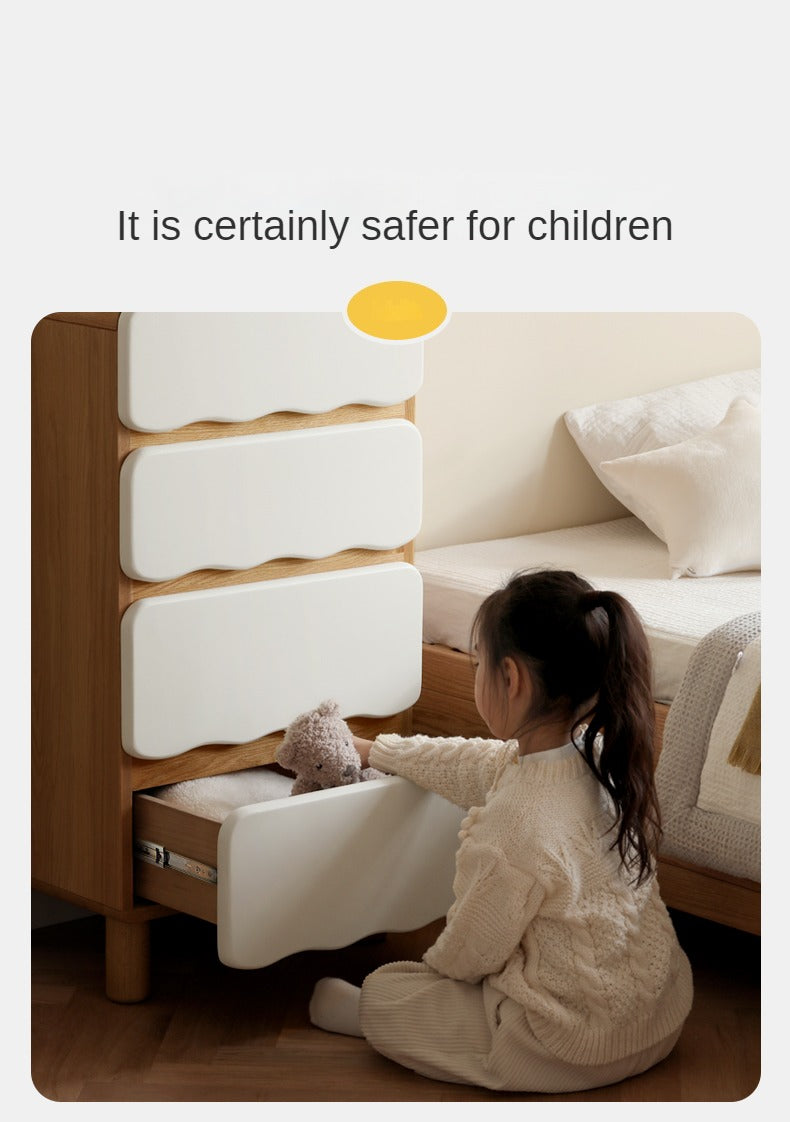 Oak Solid Wood Children's Narrow Cabinet High Drawer Storage
