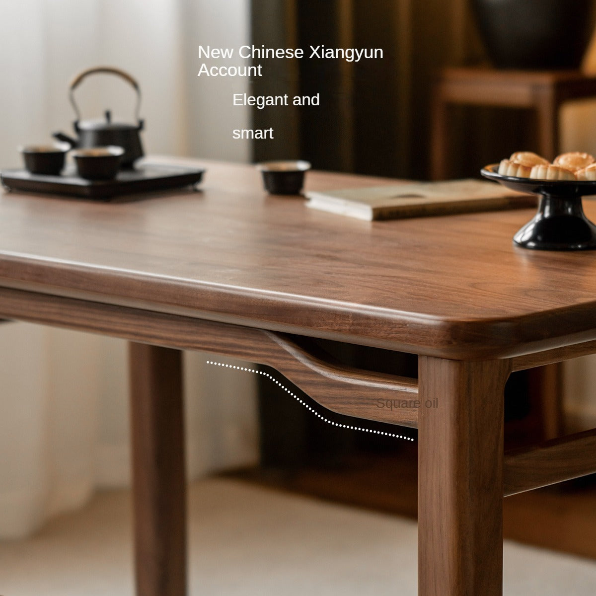 Black Walnut, Ash Solid Wood Style Tea Table.