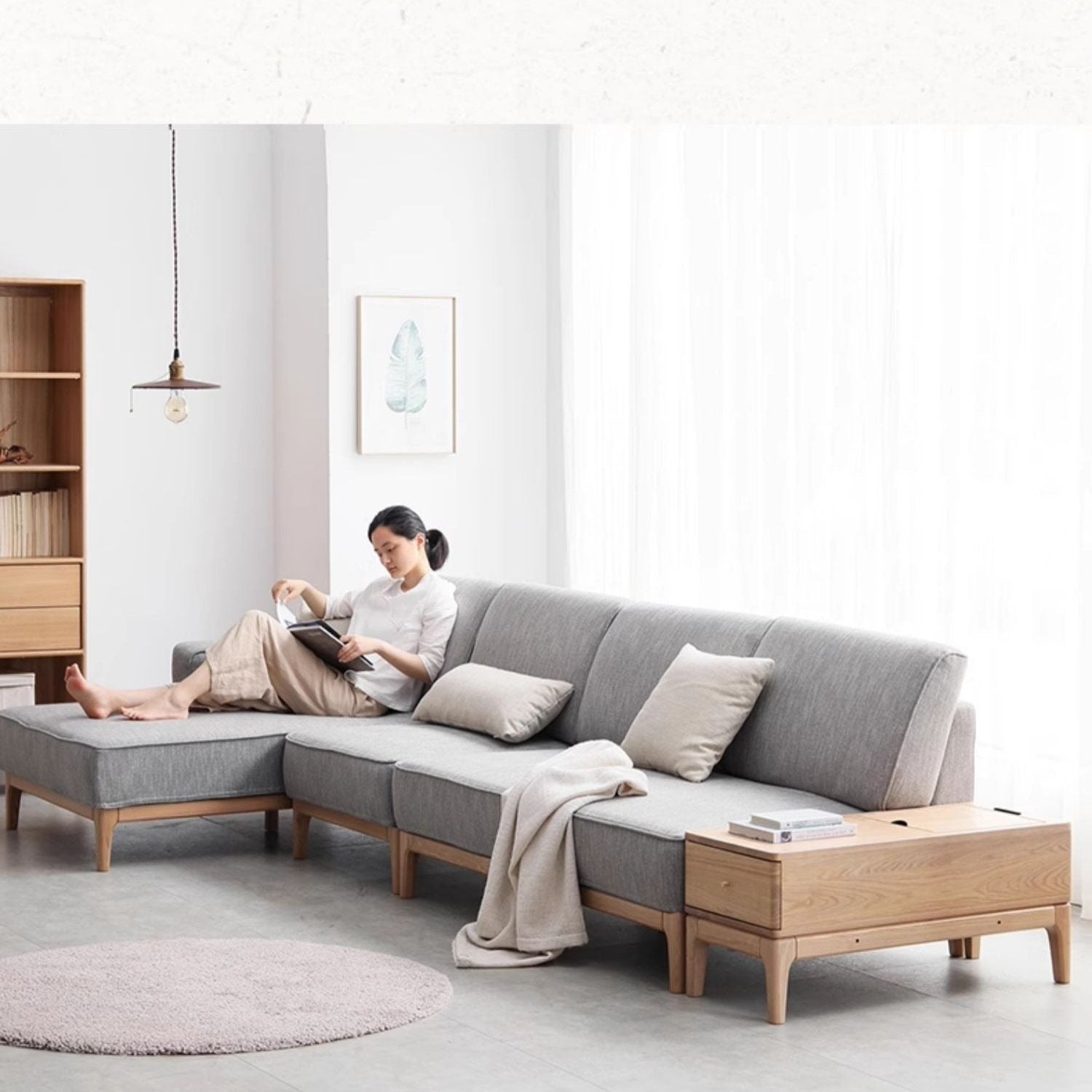 Ash Solid Wood Side Modern Corner Storage Side Table