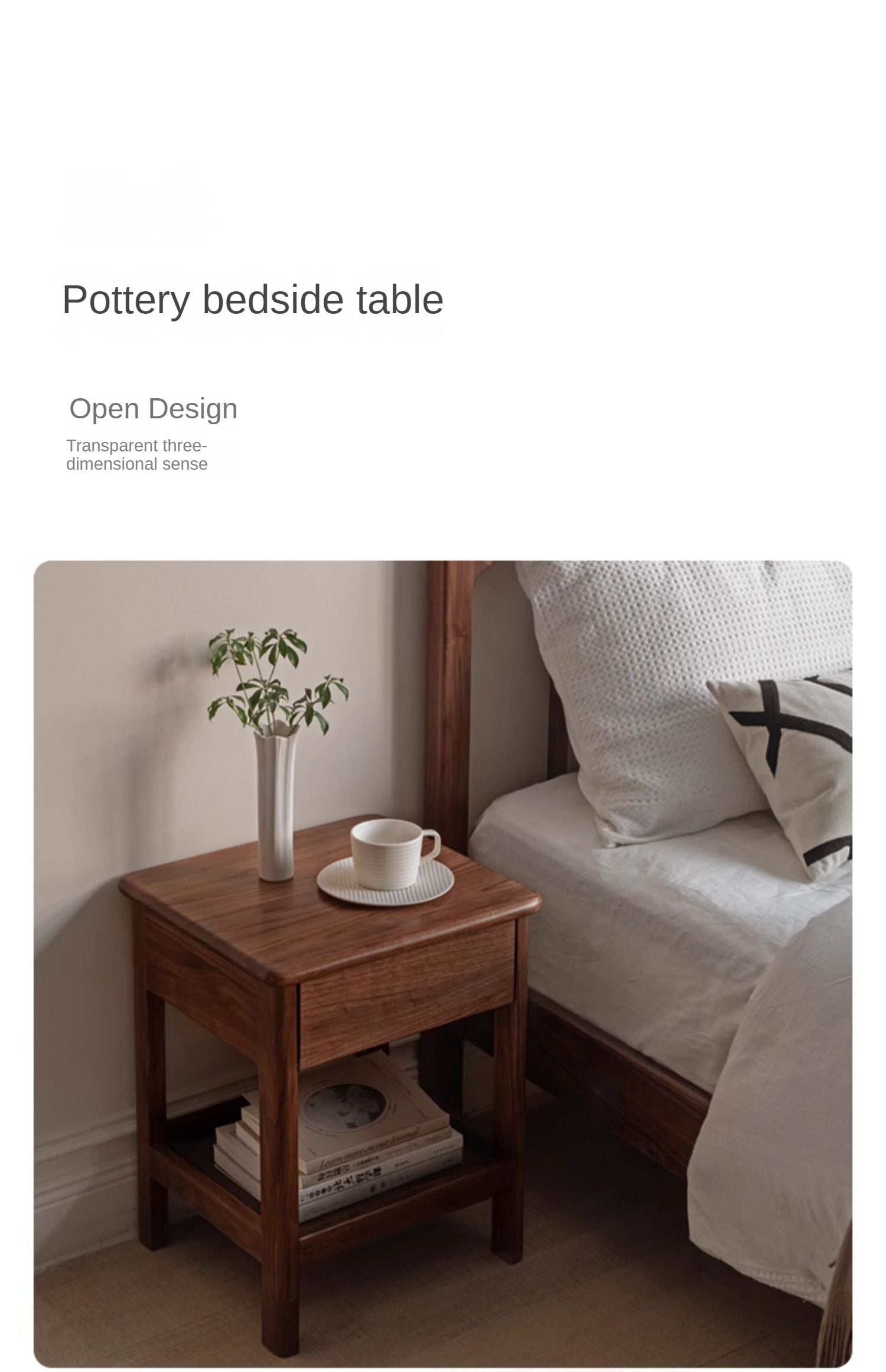Black Walnut, Ash Bedside Storage Cabinet